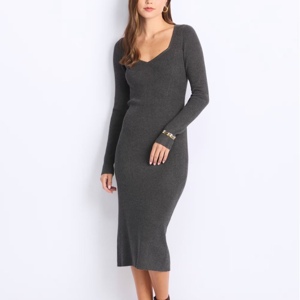 The Commons Mauna Side Slit Grey Ribbed Dress Size L ( Stitch Fix )